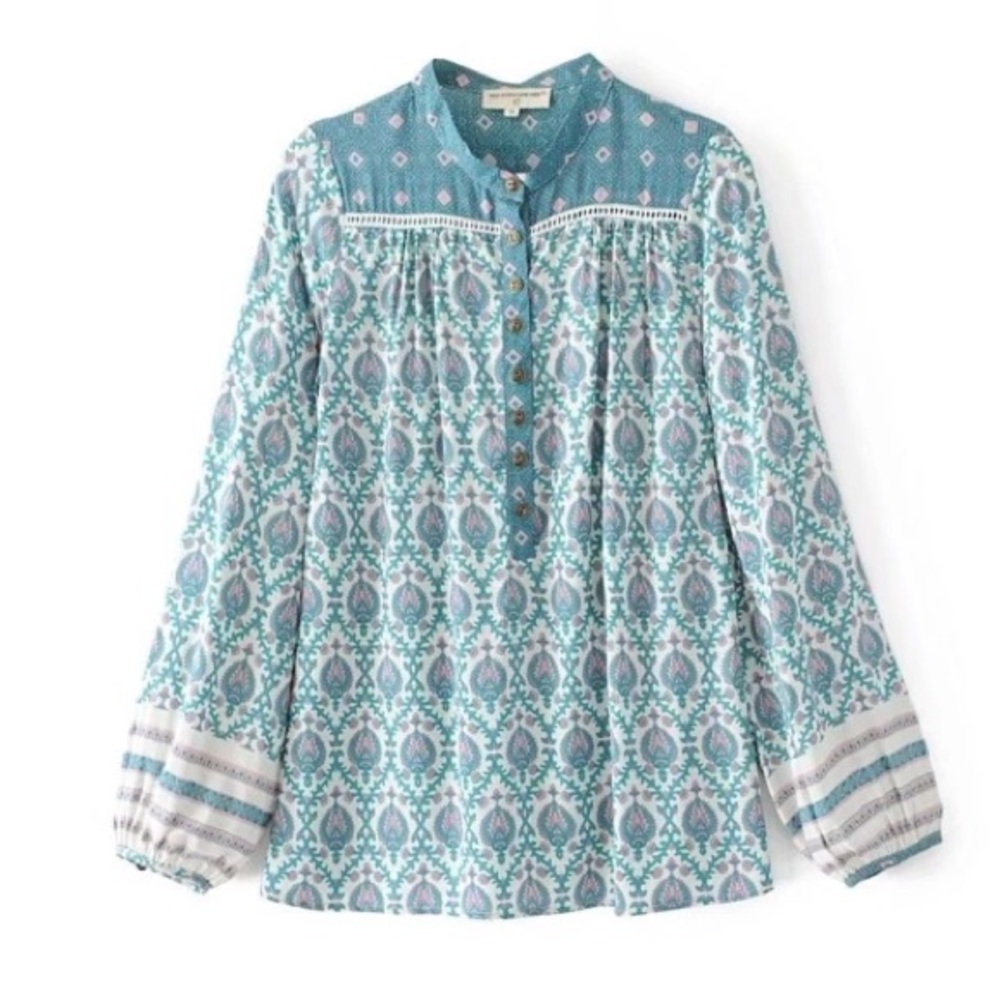 Sage Buttondown Blouse TOP Oracle NEW - Picture 4 of 8